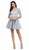 Dancing Queen - 2112 Beaded Sheer Lace Quarter Sleeve Satin Dress In Silver