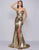 Cassandra Stone - 2112A Fully Sequined V-neck Trumpet Dress In Gold