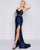 Cassandra Stone - 2112A Fully Sequined V-neck Trumpet Dress In Blue