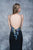Nina Canacci - 2112 Halter Neck Floral Sheath Gown In Black