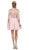 Dancing Queen - 2112 Beaded Sheer Lace Quarter Sleeve Satin Dress In Pink