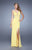La Femme - 21142 Geometric V-neck Sheath Dress in Yellow