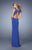 La Femme - 21142 Geometric V-neck Sheath Dress in Blue