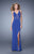 La Femme - 21142 Geometric V-neck Sheath Dress in Blue