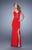 La Femme - 21142 Geometric V-neck Sheath Dress in Red
