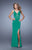 La Femme - 21142 Geometric V-neck Sheath Dress in Green