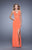 La Femme - 21142 Geometric V-neck Sheath Dress in Orange