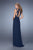 La Femme - 21143 Meshed Cutout Sheath Gown in Blue