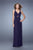 La Femme - 21143 Meshed Cutout Sheath Gown in Purple