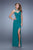 La Femme - 21144 Crisscrossed Illusion Sheath Gown in Green