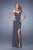 La Femme - 21144 Crisscrossed Illusion Sheath Gown in Gray
