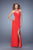 La Femme - 21144 Crisscrossed Illusion Sheath Gown in Red