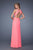 La Femme - 21147 Asymmetrical Draped Illusion Gown in Pink