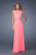 La Femme - 21147 Asymmetrical Draped Illusion Gown in Pink