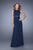 La Femme - 21147 Asymmetrical Draped Illusion Gown in Blue