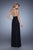 La Femme - 21150 Ruched Plunging V-neck Column Dress In Black