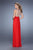 La Femme - 21150 Ruched Plunging V-neck Column Dress In Red