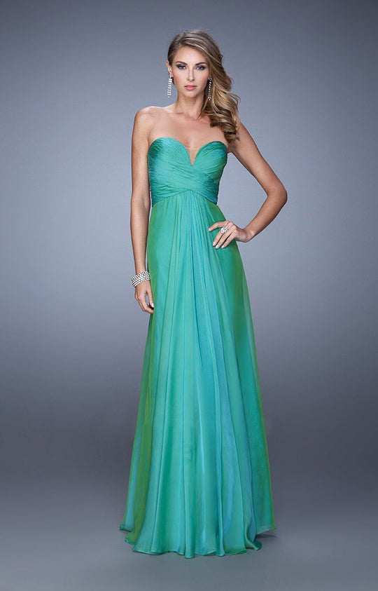 La Femme - 21154 Plunging Weaved Bodice Gown In Green