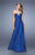 La Femme - 21154 Plunging Weaved Bodice Gown In Blue