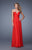 La Femme - 21154 Plunging Weaved Bodice Gown In Red