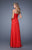 La Femme - 21154 Plunging Weaved Bodice Gown In Red