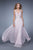 La Femme - 21161 Embroidered Lace Halter Gown In Pink