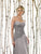Cameron Blake by Mon Cheri Ruched Strapless Sweetheart Beaded Gown In Silver and Gray