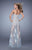 La Femme - 21165 Strapless Embroidered Lace Tulle Long Gown In Gray and Blue