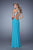 La Femme - 21168 Embroidered Halter Sheath Dress In Blue
