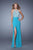 La Femme - 21168 Embroidered Halter Sheath Dress In Blue