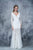 Nina Canacci - 2116 Lace Deep V-neck Trumpet Dress In White