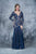 Nina Canacci - 2116 Lace Deep V-neck Trumpet Dress In Blue and Neutral