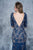 Nina Canacci - 2116 Lace Deep V-neck Trumpet Dress In Blue and Neutral