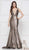 Colors Dress - 2116 Jewel-Trimmed Sequined Trumpet Gown In Silver and Gray