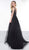 Colors Dress - 2117 Embellished Deep V-neck A-line Dress In Black and Nude