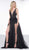 Colors Dress - 2117 Embellished Deep V-neck A-line Dress In Black and Nude