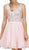 Dancing Queen - 2118 Bejeweled V-Neck A-Line Dress in Pink