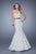 La Femme - 21180 Polka Dot Print Mermaid Gown In White and Black