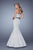 La Femme - 21180 Polka Dot Print Mermaid Gown In White and Black