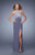 La Femme - 21183 Embroidered Halter Sheath Dress in Gray
