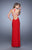 La Femme - 21183 Embroidered Halter Sheath Dress in Red