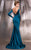 MNM Couture - 2118 Illusion Off Shoulder Mermaid Dress In Blue