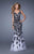 La Femme - 21192 Exquisite Lace Appliqued Mermaid Gown In White and Black