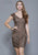 Shail K - 21197 Fitted Sequined Cocktail Dress In Brown