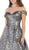 May Queen - RQ7704 Off-Shoulder Ballgown with Train In Silver