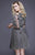 Shail K - 21205 Embellished Long Sleeve Cutaway Cocktail Dress In Gray