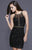 Shail K - 21207 Sequined Halter Fitted Cocktail Dress In Black and Gold