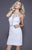 Shail K - 21207 Sequined Halter Fitted Cocktail Dress In White and Silver