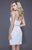 Shail K - 21207 Sequined Halter Fitted Cocktail Dress In White and Silver