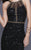 Shail K - 21207 Sequined Halter Fitted Cocktail Dress In Black and Gold